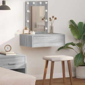 Mesa de maquilhagem suspensa  com luzes LED cinza sonoma wf739500