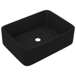 Lavatório luxuoso 41x30x12 cm cerâmica preto mate