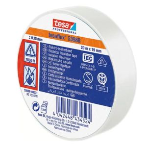 Fita isolante - tesa - 53988-00061-00 - 20m x 19mm - borracha - branca