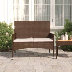 Banco de jardim de 2 lugares com almofadões vime pe castanho pbk598547