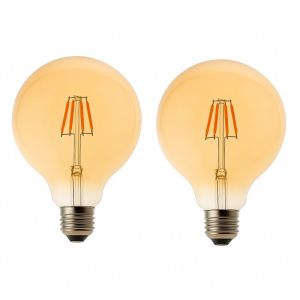 Pack x2 lâmpada LED globo g125 E27 E27 filamento 8w 700lm. Luz quente 2700k