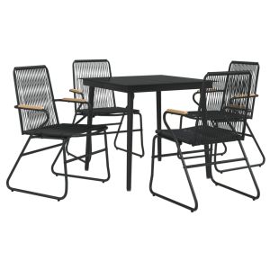vidaXL juego de comedor de jardín 5 piezas ratán PVC negro