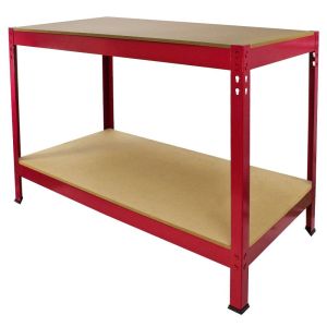 Mesa de trabalho de aço q-rax sem parafusos vermelho 120cm x 60cm x 90cm