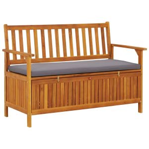 vidaXL banco de almacenaje de jardín madera maciza acacia 120 cm