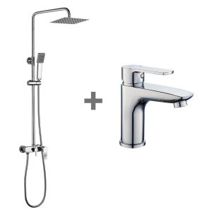 Kibath coluna pack e torneira monocomando nad, acabamento em latão cromado
