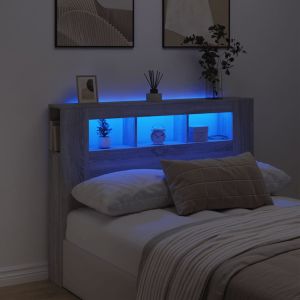 Cabeceira c/ LEDs 140x18,5x103,5 cm sonoma cinzento pt4752
