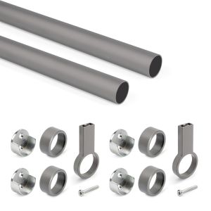 Emuca lote de 2 calhas redondas para armários d.28mm comprimento 1.15m