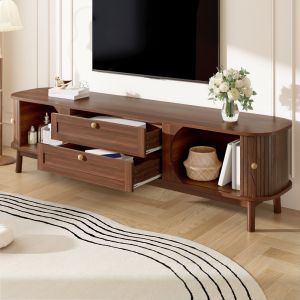 Móvel de tv com portas e gavetas nogueira 46x170x39,5cm