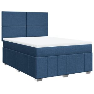 vidaXL cama box spring con colchón tela azul 140x200 cm