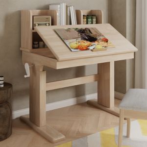 Mesa infantil regulável em madeira natural 89x92,2x60cm