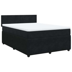 vidaXL cama box spring con colchón terciopelo negro 140x190 cm