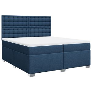 vidaXL cama box spring con colchón tela azul 200x200 cm