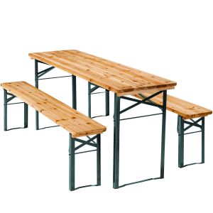 Conjunto de mesa e bancos de madeira 3 peças