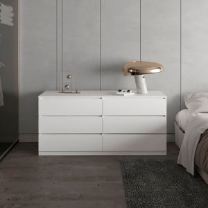 Cómoda dupla asteria em melamina, seis gavetas com calhas metálicas