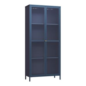 Vitrina säkylä con puerta de cristal 3 estantes 180x80x35 cm azul marino