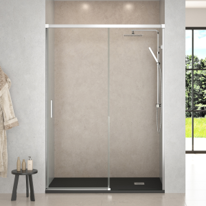 Ecrã de chuveiro frontal deslizante 160cm (adaptável 154-159cm)brilho cromo