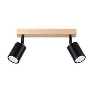 Lámpara de techo verdo 2 madera negra acero/madera 46x17.5x30cm