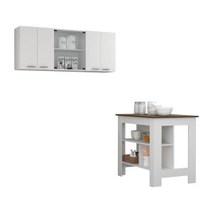Conjunto de cozinha norfolk, ilha de cozinha + móvel de parede para cozinha