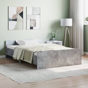 Cama c/ painéis de cabeceira e pés cinza cimento