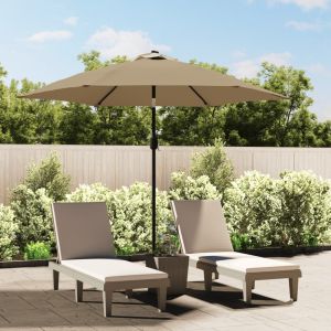 Guarda-sol ext. C/ luzes LED poste aço 300 cm cinza-acastanhado ergft8372