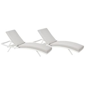 Conjunto de 2 espreguiçadeiras com almofadas amelia metal cinzento claro