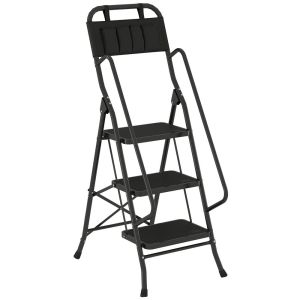 Escada dobrável 49x66x136 cm aço, pp, PVC e eva Homcom