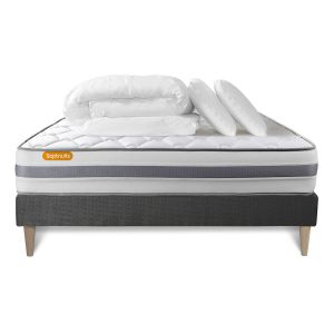 Pacote de cama completo - colchão 200x200 cm + estrado de molas com ripas (