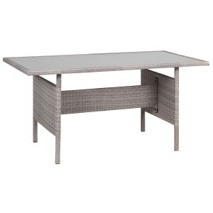 Mesa de refeição de jardim viterbo 145 cm 80 cm vidro cinzento claro
