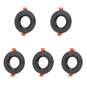 Pack x5 frame preto circular ajustável embutida no teto para gu10/mr16