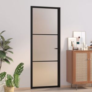 Porta interior 76x201,5 cm vidro e alumínio preto mate weg8231