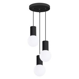 Luminária pendente halo 3 preto alumínio/vidro 25x125x25cm