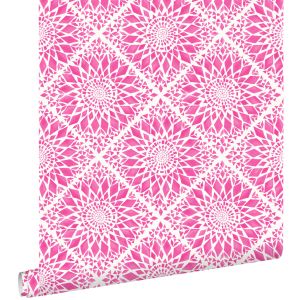 Estahome papel de parede motivo de azulejo cor-de-rosa 53 cm x 10.05 m