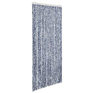 Cortina anti-insetos 90x200 cm chenille azul e branco