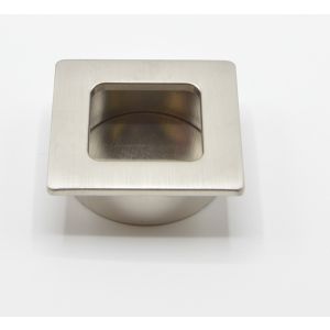 Puxador quadrado embutido para móvel em zamac 39x39 mm niquelado escovado