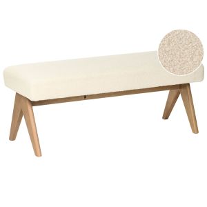 Banco estofado tamre bouclé branco-creme/castanho escuro