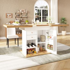 Mesa de jantar extensível em mdf natural 75x110-140x80cm