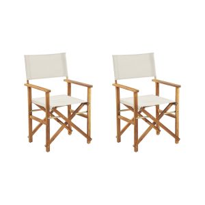 Conjunto de 2 cadeiras de jardim cine madeira de acácia branco creme