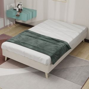 Cama infantil 90x200cm estofada em tecido estrutura estável bege