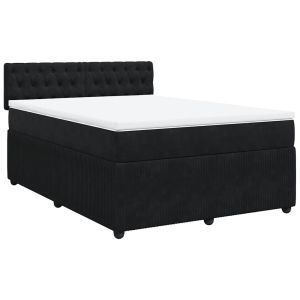 vidaXL cama box spring con colchón terciopelo negro 140x190 cm