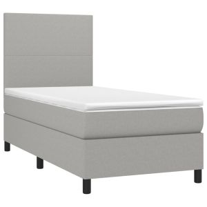 vidaXL cama box spring con colchón tela gris claro 90x200 cm