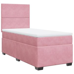 vidaXL cama box spring con colchón terciopelo rosa 80x200 cm