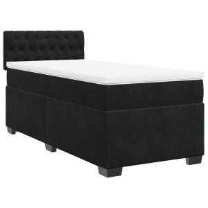 vidaXL cama box spring con colchón terciopelo negro 90x200 cm