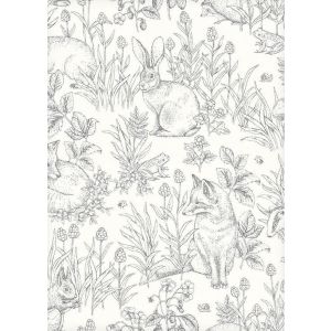 Borastapeter papel de parede animais da floresta vintage cinzento