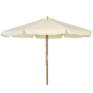 Chapéu de sol bambú e poliéster creme branco ø325x250 cm