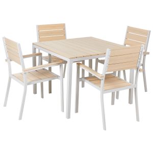Conjunto de refeição de jardim 4 lugares prato creme