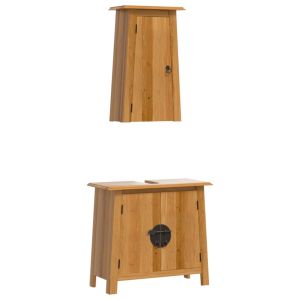2 pcs conjunto móveis p/ casa de banho madeira de pinho maciça