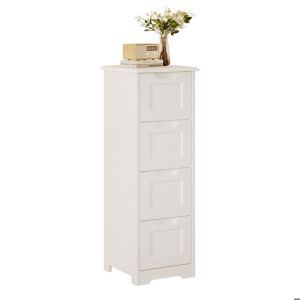 Cômoda compacta branca com 4 gavetas - 30x30x85 cm