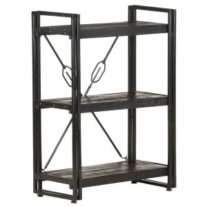 vidaXL estantería de 3 niveles madera maciza de mango negro 60x30x80cm