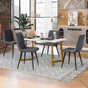 Conjunto mesa de jantar retangular com 4 cadeiras cinzento mdf