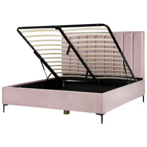 Sommier com arrumação sezanne veludo rosa 180 x 200 cm